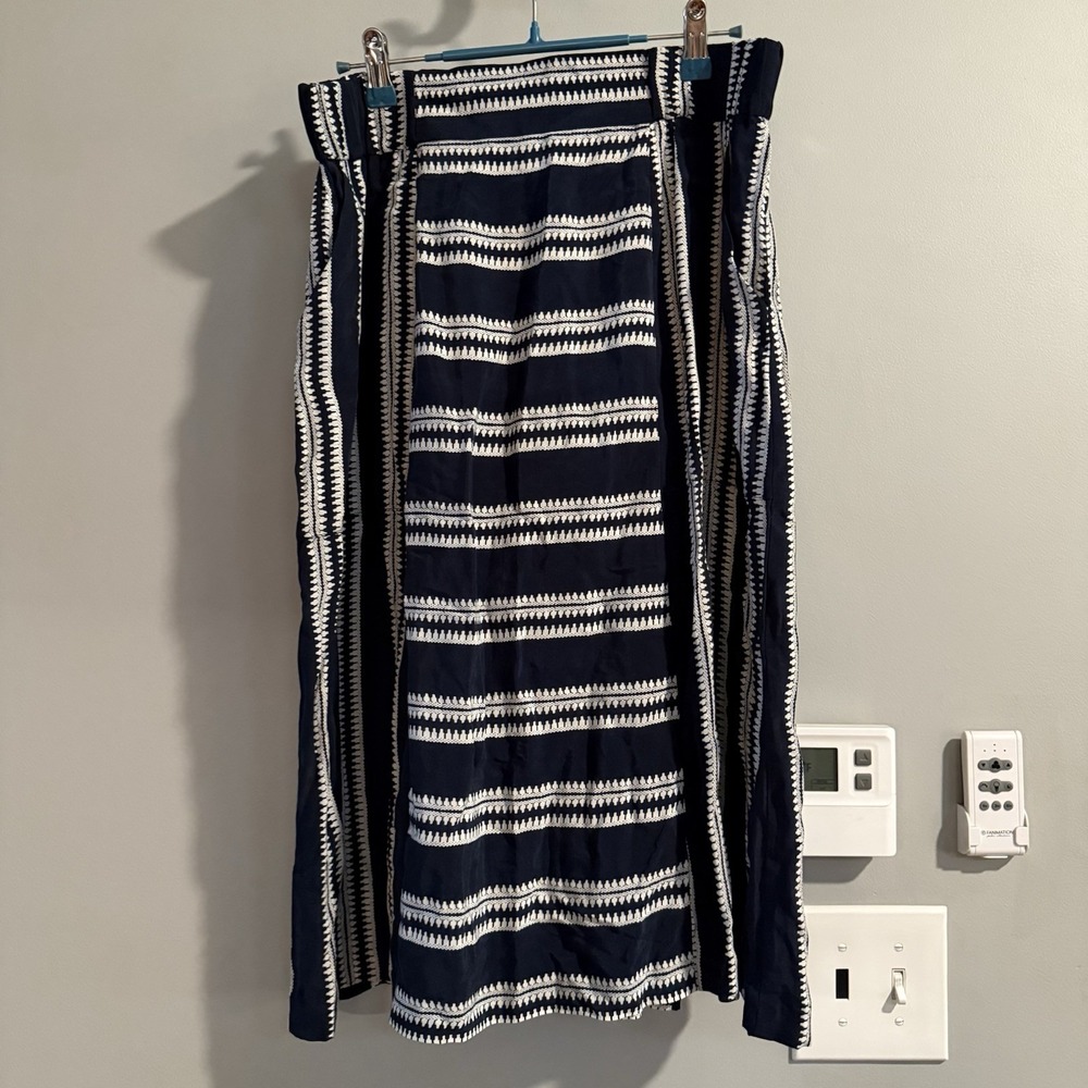 Whistles Adina Stripe Skirt‎ Sz 8 Pockets Mid Length New Lightweight Classic